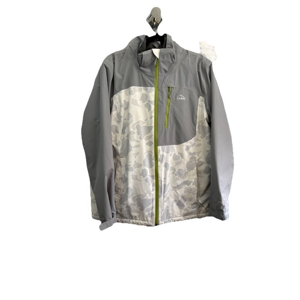 L.L. Bean Hooded Technical Jacket Camoflauge Green Zipper Women Size XL Regular
